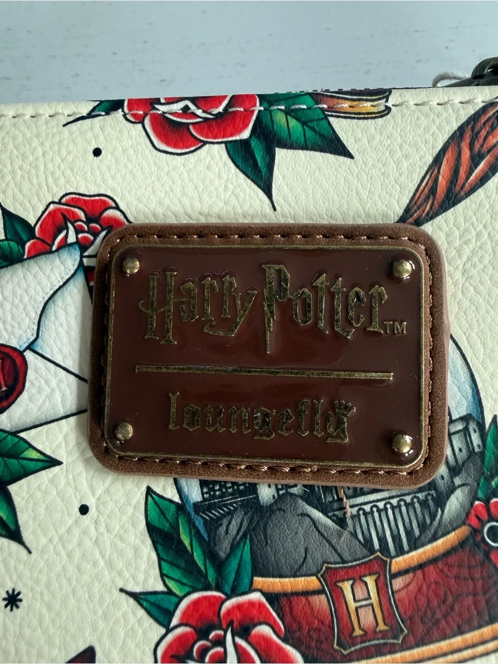 Loungefly Cream Canvas  Harry Potter  Tote with Brown Trim & Floral Zip Wallet